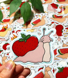 Strawberry snail sticker 3in