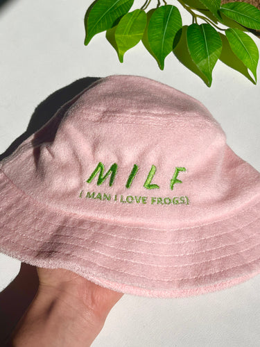 MILF ( Man I Love Frogs) Unstructured terry cloth bucket hat