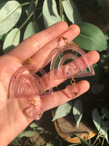 Pink rainbow earrings