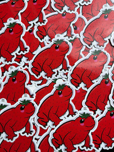Strawberry frog sticker 3in
