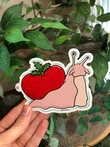 Strawberry snail sticker 4in