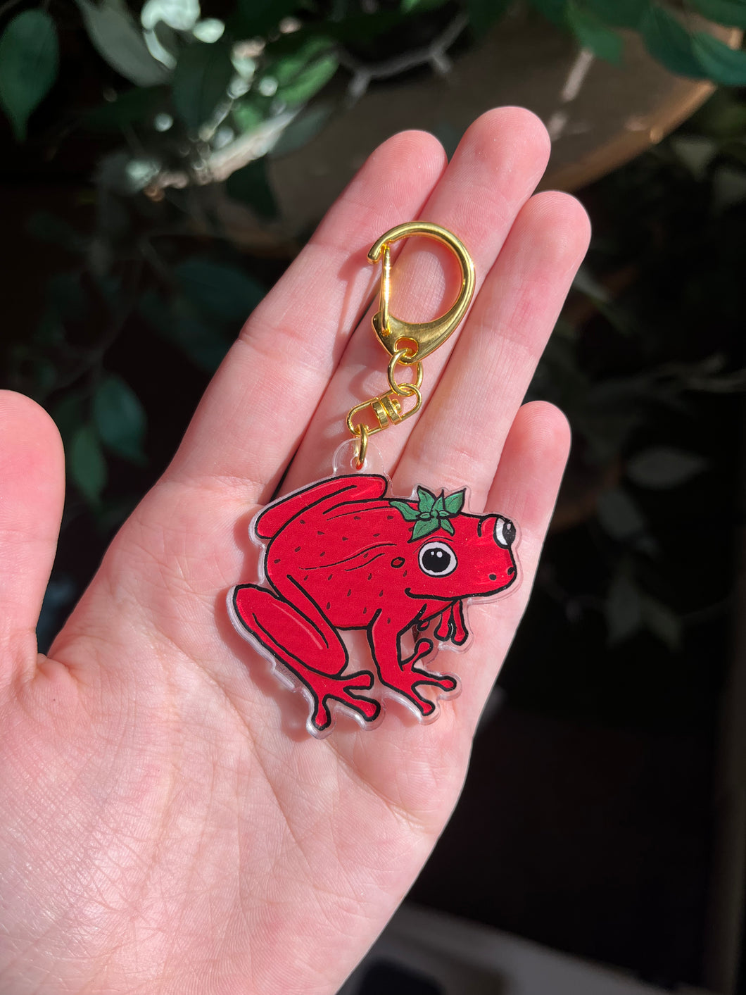 Strawberry frog acrylic keychains