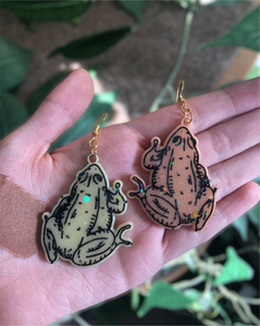 Spooky frog earrings