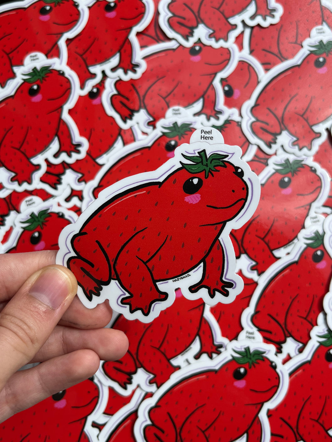 Strawberry frog sticker 3in
