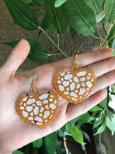 Load image into Gallery viewer, Heart cow print earrings B GRADE